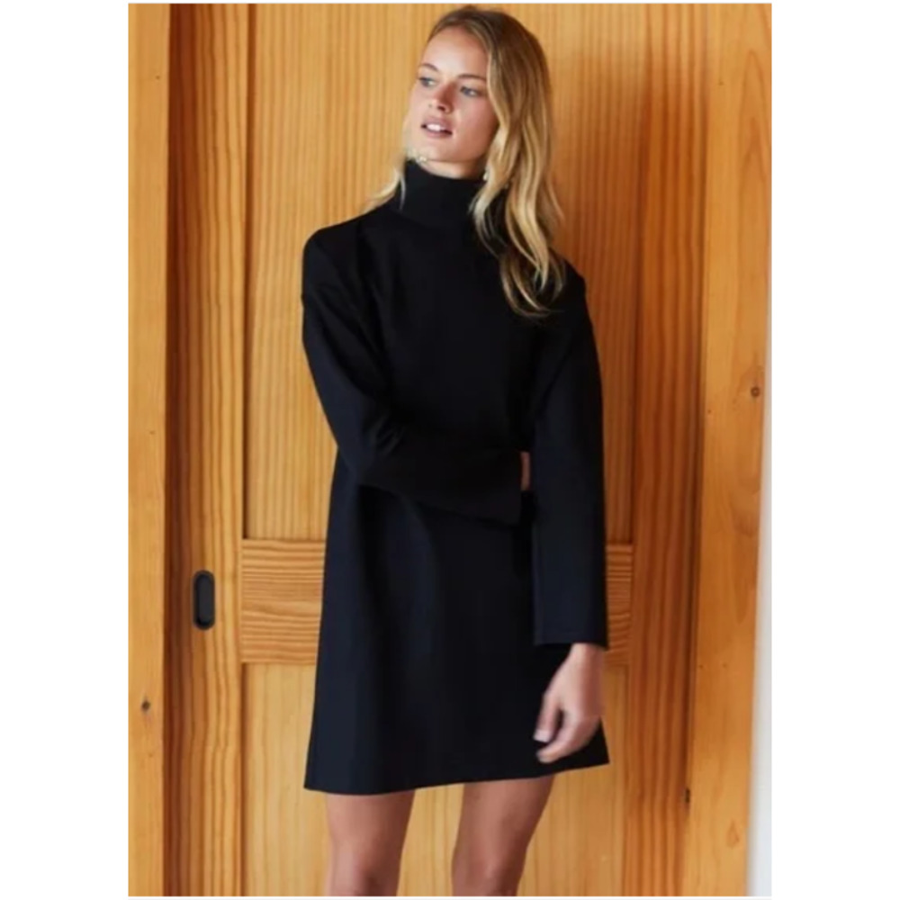 NEW Emerson Fry Edi Turtleneck Mini Dress Black Ponte Small Long Sleeve